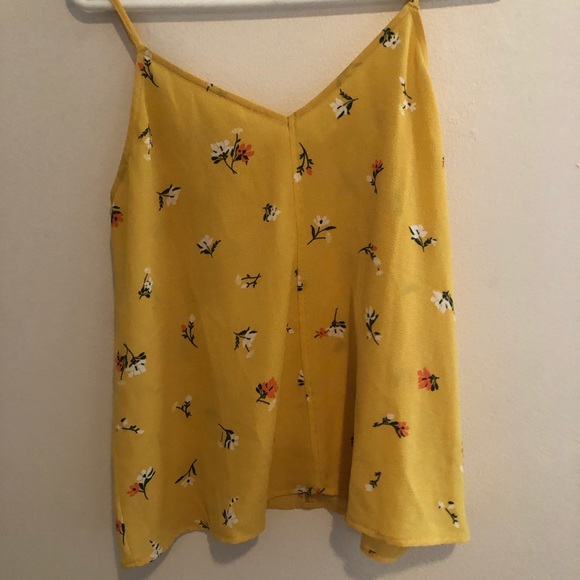 Yellow Floral V Kneck Loose Cami Blouse - Picture 3 of 3